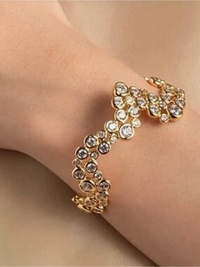 Alexis Bittar Asterales Wave Cuff Bracelet Gold Bubble Clear CZ AU21